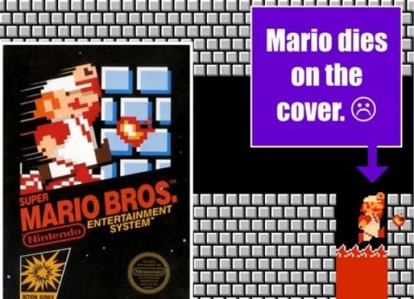 It’s Not A Glitch, It’s A Feature Mario dies on Super Mario Bros. box art